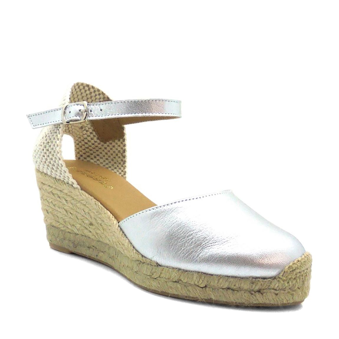 Silver Suede Closed Toe Espadrilled Wedges main product photo