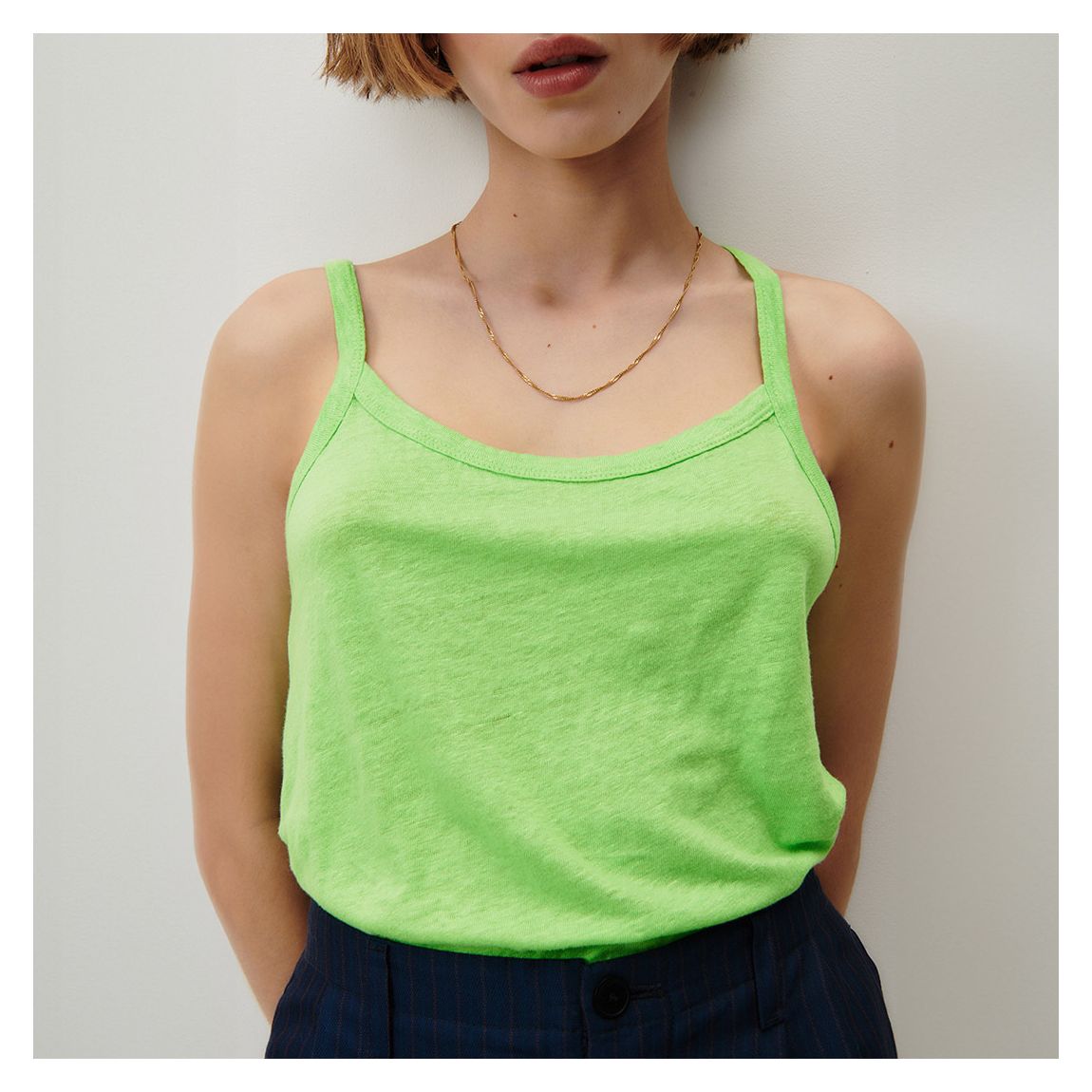 Green Pobsbury Linen Tank Top main product photo