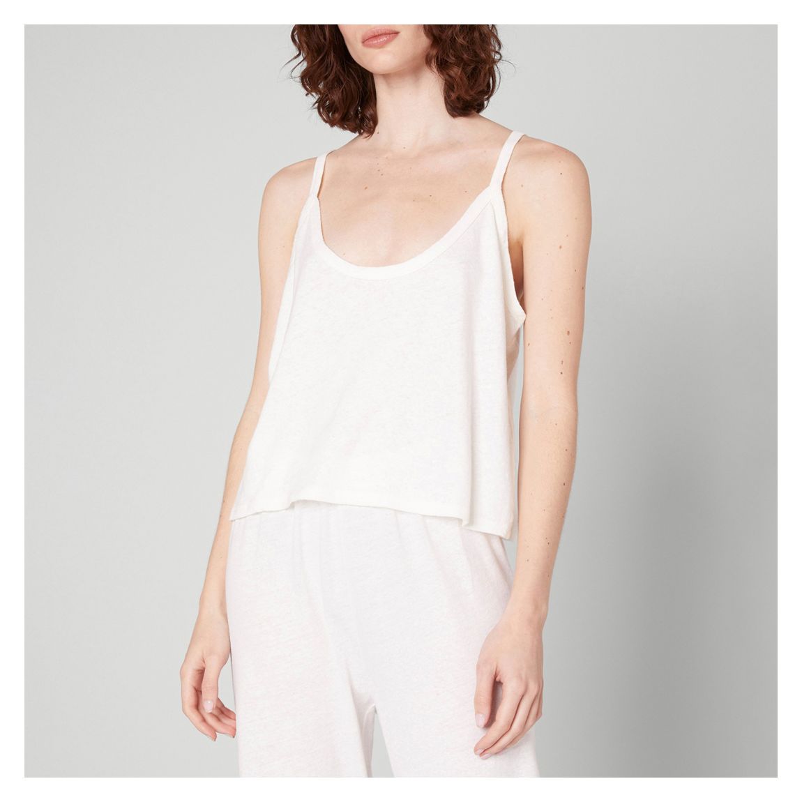 White Linen and Cotton Blend Tank Top main product photo