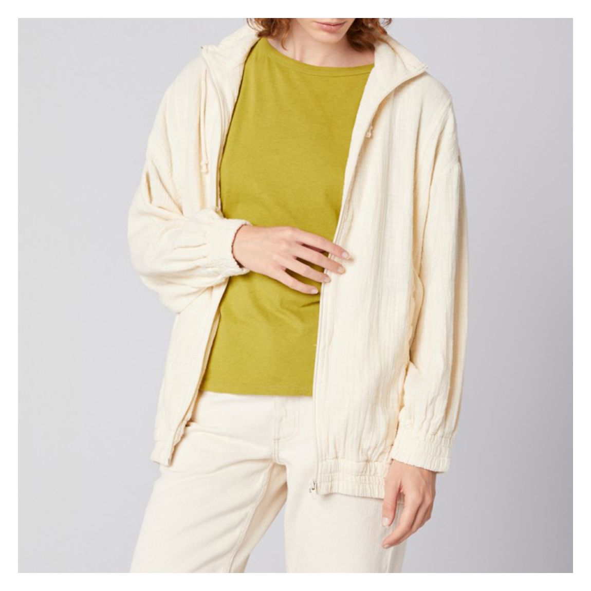 Ecru Oyobay Zip Cotton Jacket main product photo