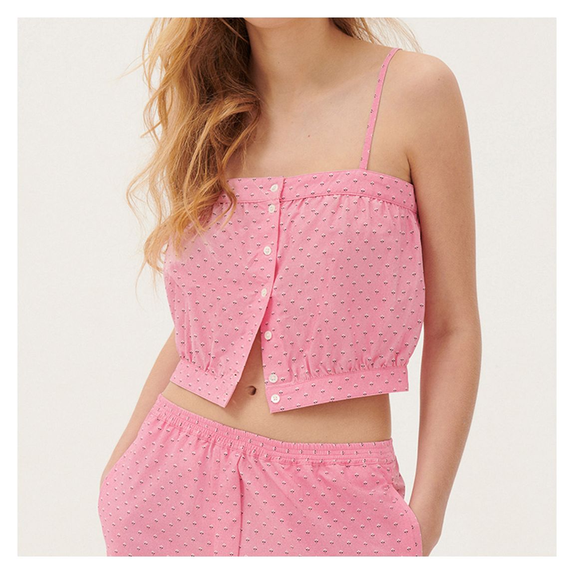 Pink Otbeach Cropped Cotton Blend Top main product photo