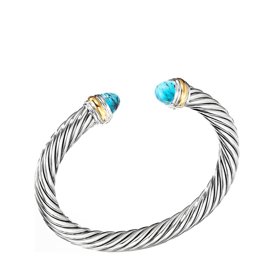18K Gold & Silver Two Tone Turquoise Cuff Bangle main product photo