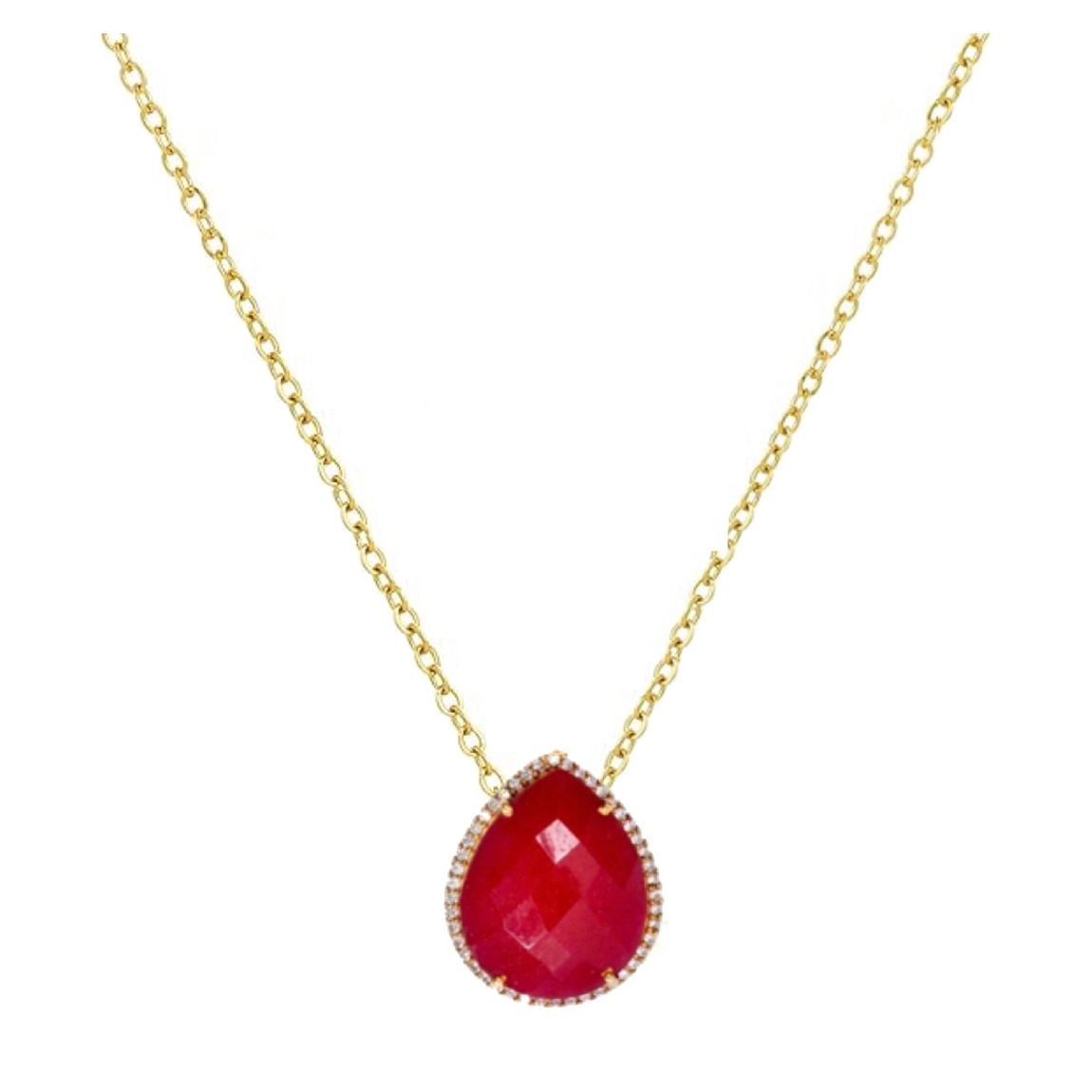18K Gold Ruby Pear Necklace main product photo