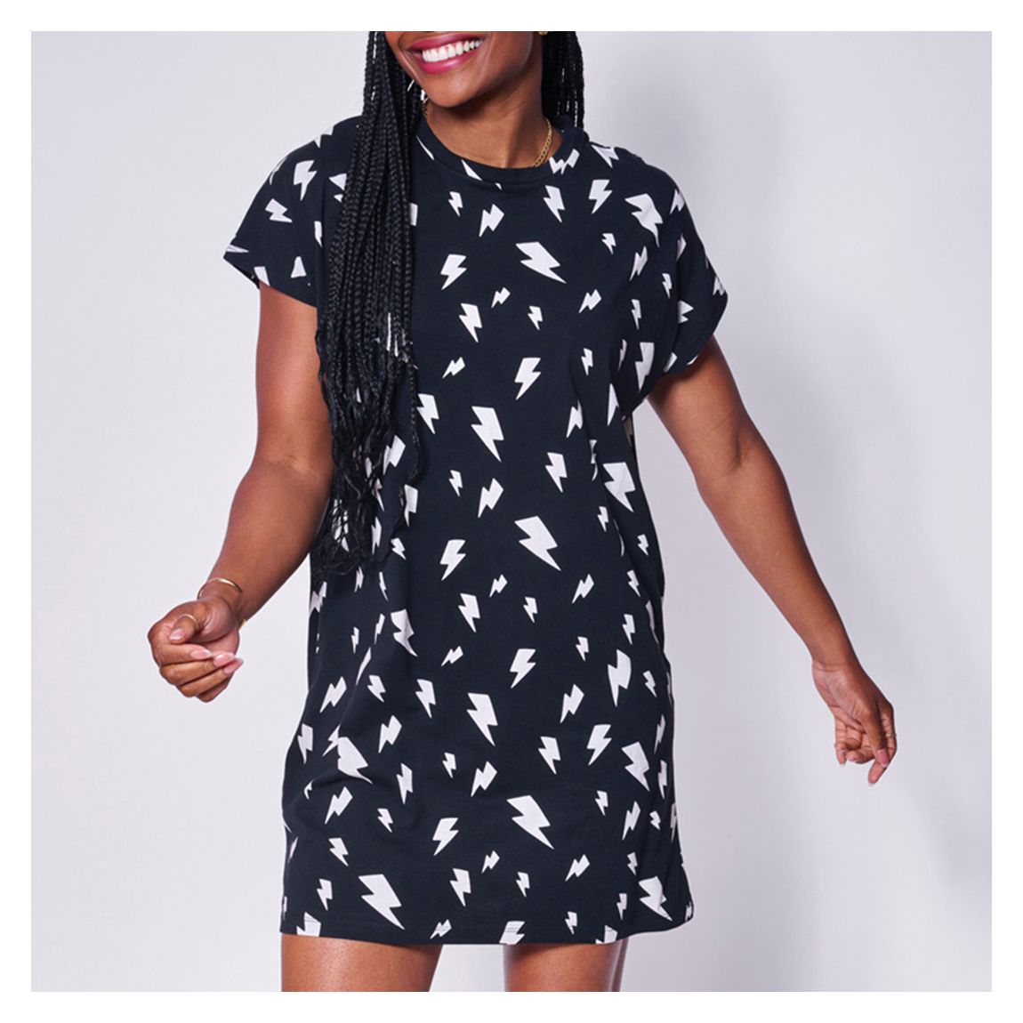 Black Printed T-shirt Dress main product photo