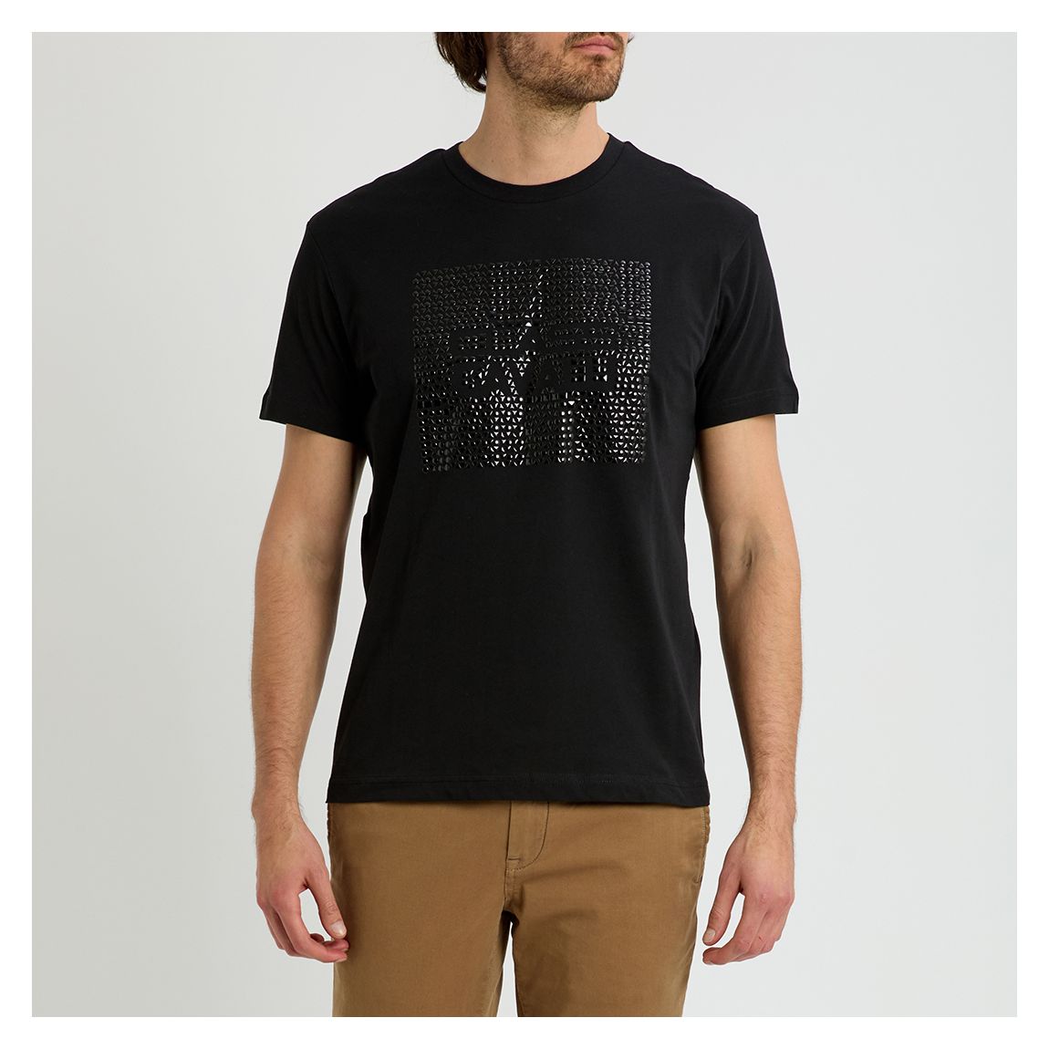 Black Embellished Logo Cotton T-Shirt main product photo