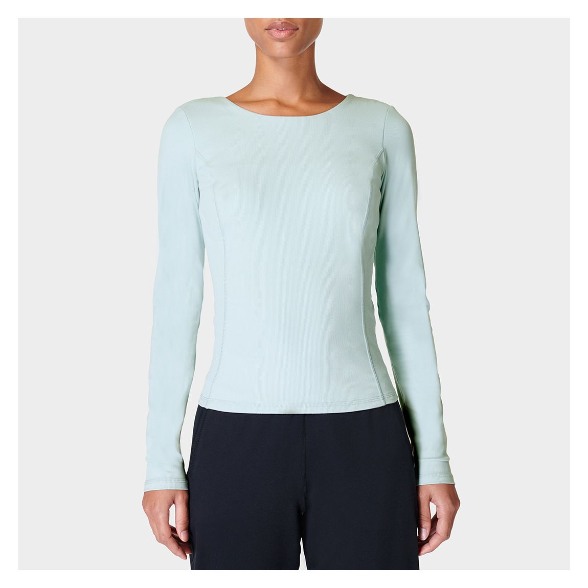 Blue Super Soft Rib Yoga Long Sleeve Top main product photo