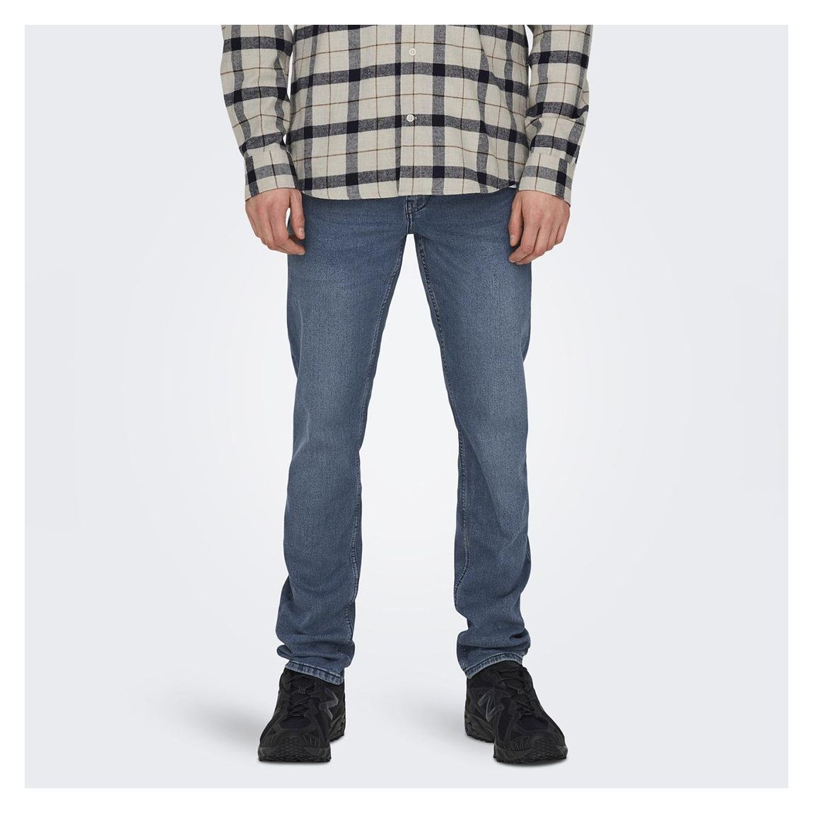 Medium Blue Denim Slim Cotton Blend Jeans main product photo