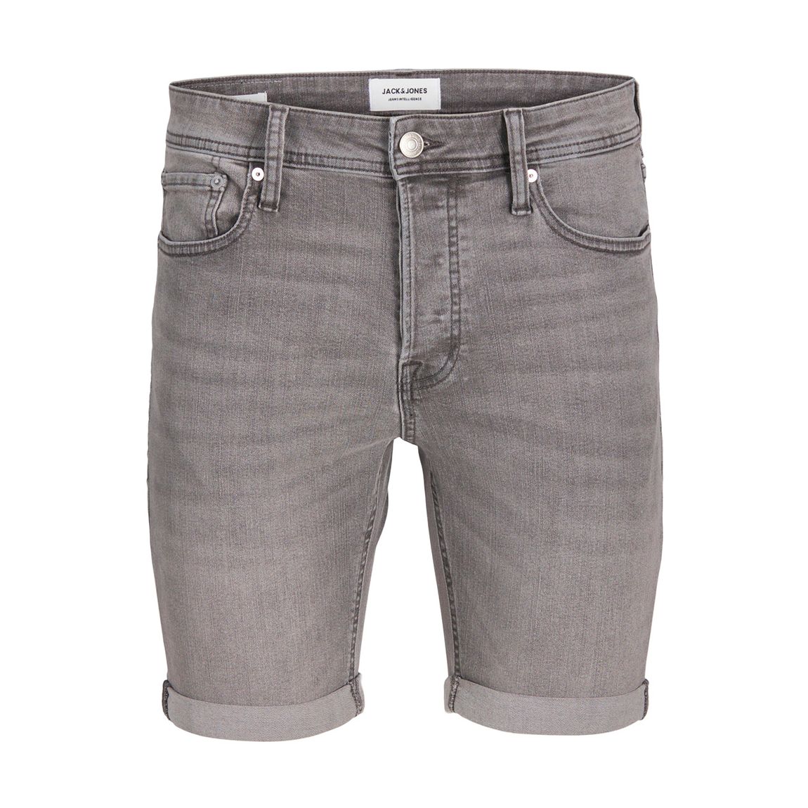 Grey Denim Cotton Blend Shorts main product photo
