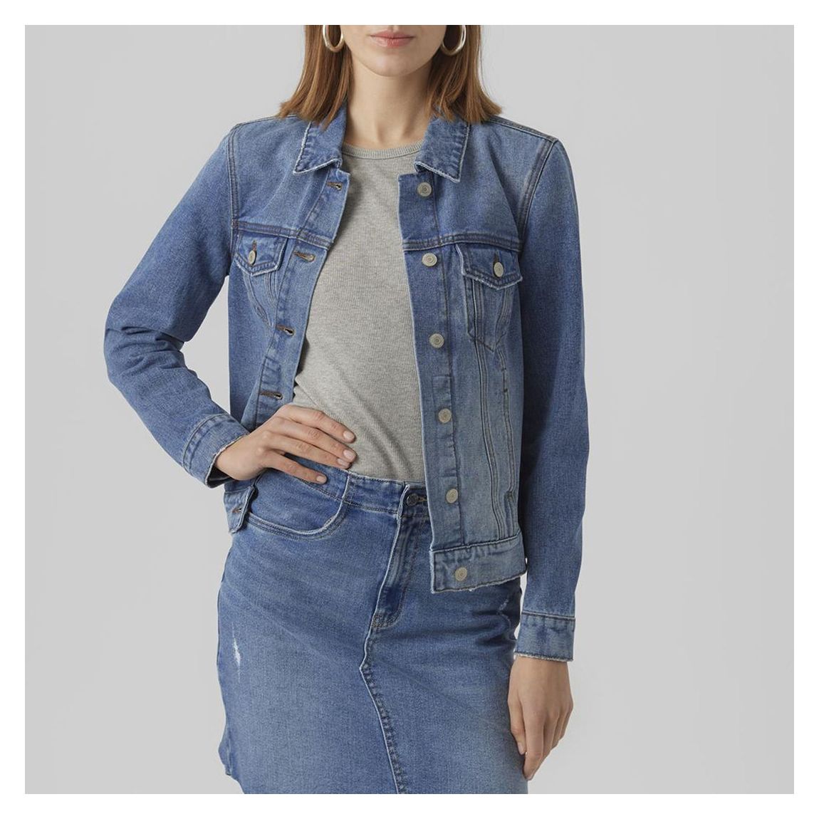 Medium Blue Denim Cotton Blend Jacket main product photo