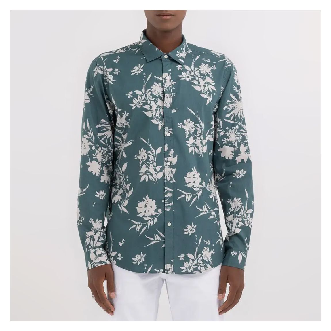Green Floral Long Sleeve Cotton Shirt main product photo