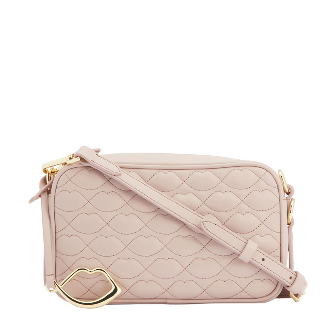 Pebble Pink Small Quilted Lip Ashley Leather Crossbody Bag main product photo