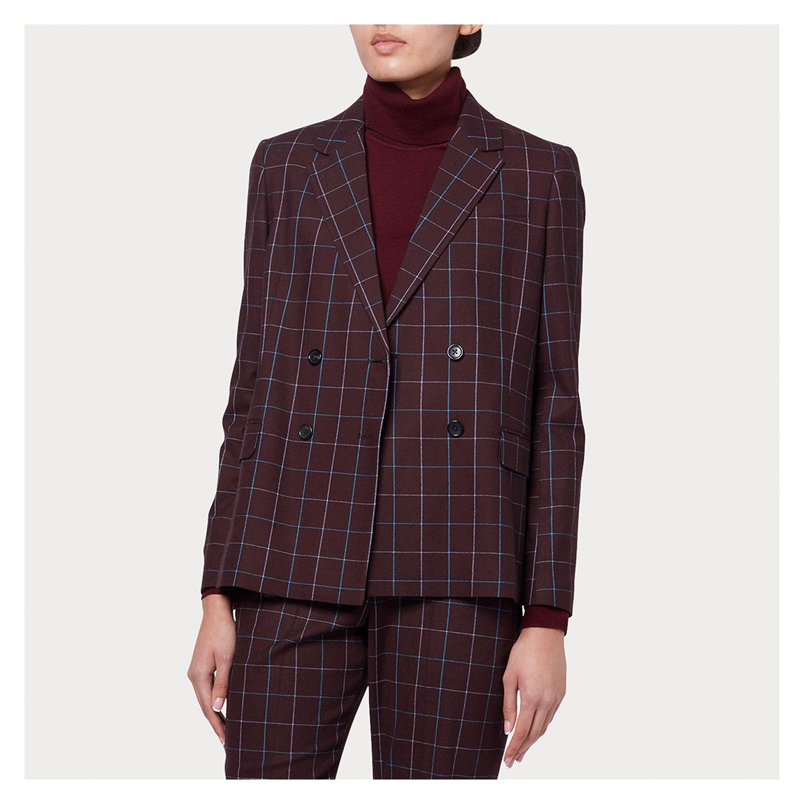 Burgundy Check Wool Blend Blazer main product photo
