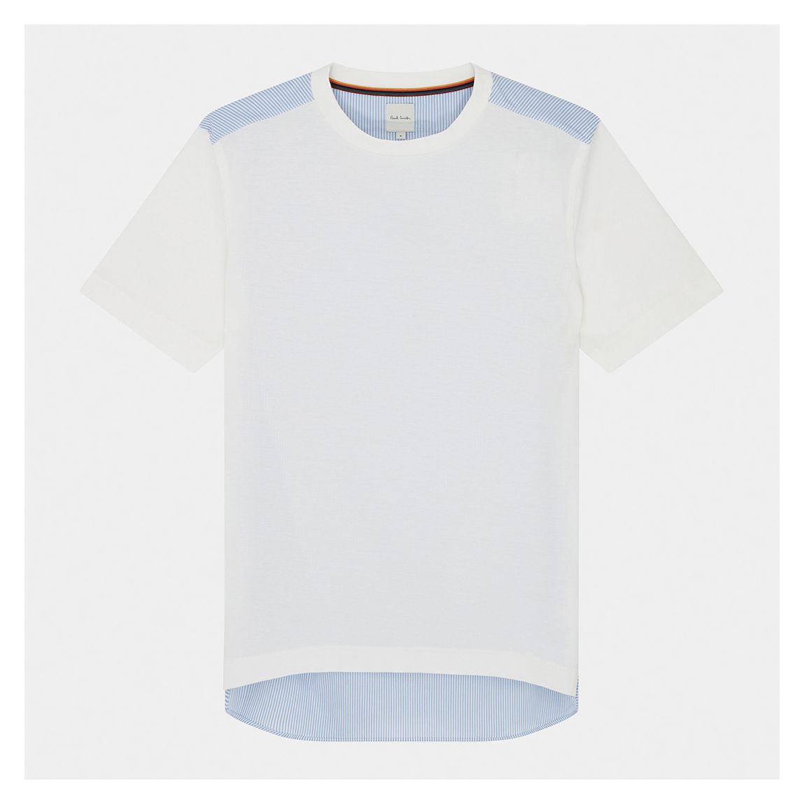 White/Blue Contrast Panel Cotton T-Shirt main product photo