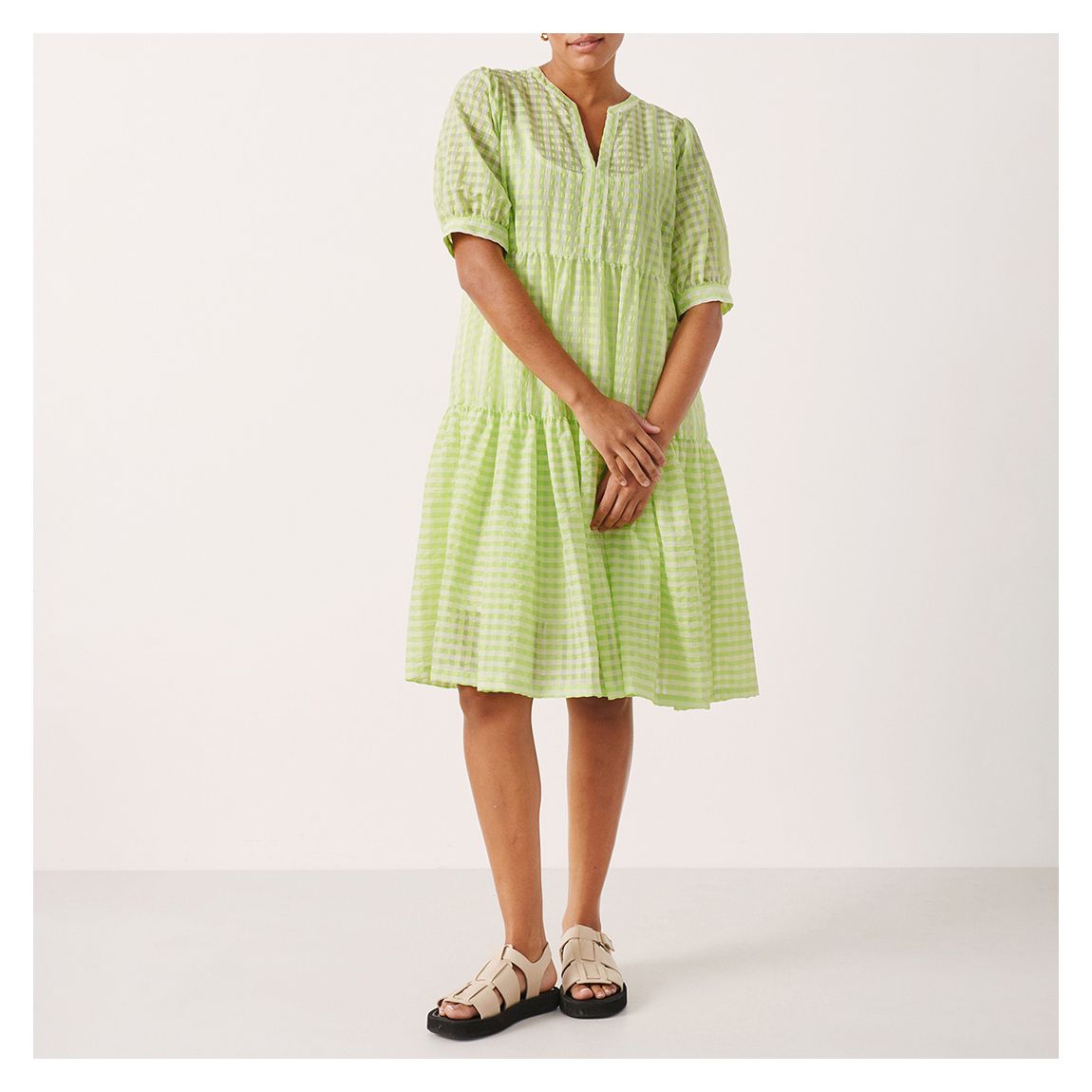 Green Cotton Blend Nidia Dress main product photo