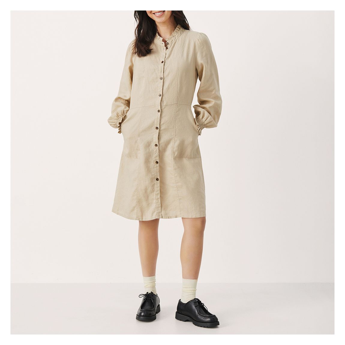Beige Linen Ruthie Dress main product photo