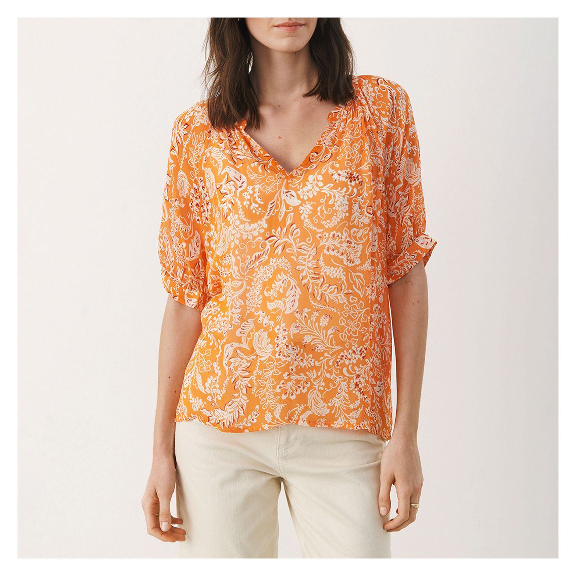 Orange Print Popsy Blouse main product photo