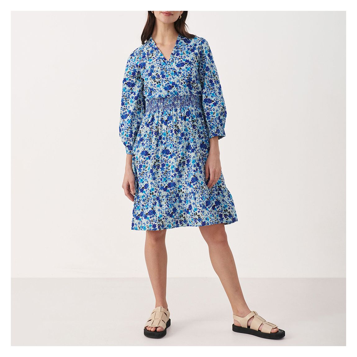 Blue Sabrinna Cotton Dress main product photo