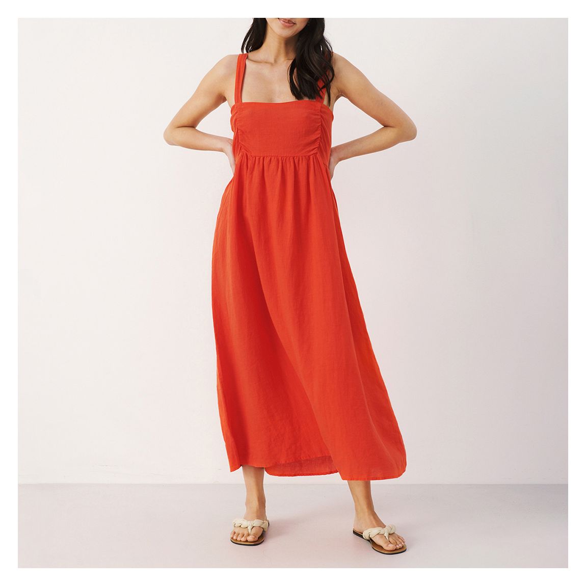 Orange Linen Amila Dress main product photo