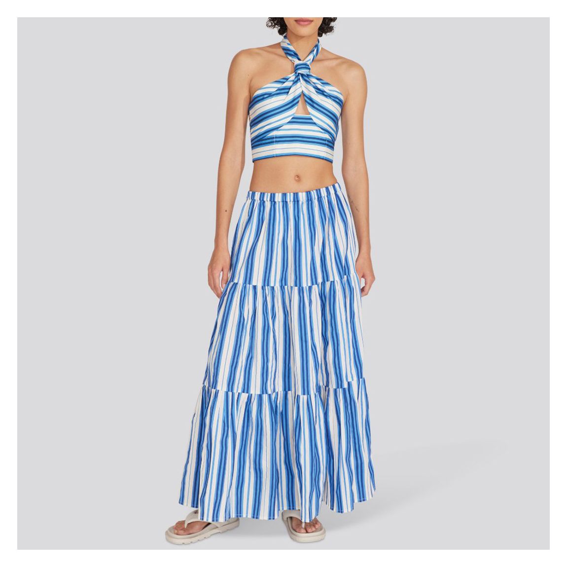 Blue Stripe Addison Cotton Skirt main product photo