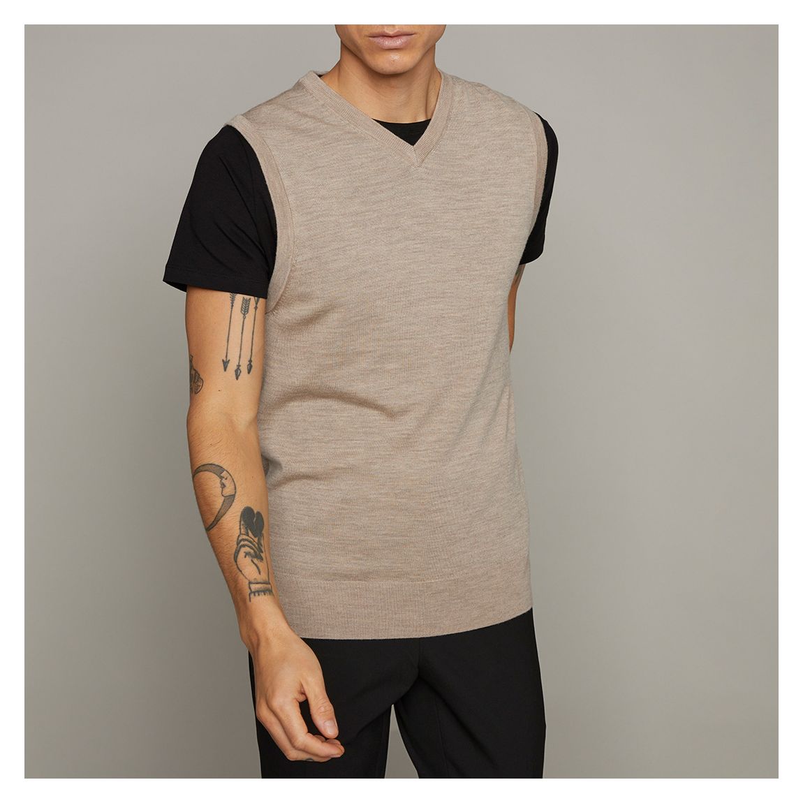 Beige Wool Sleeveless Jumper main product photo