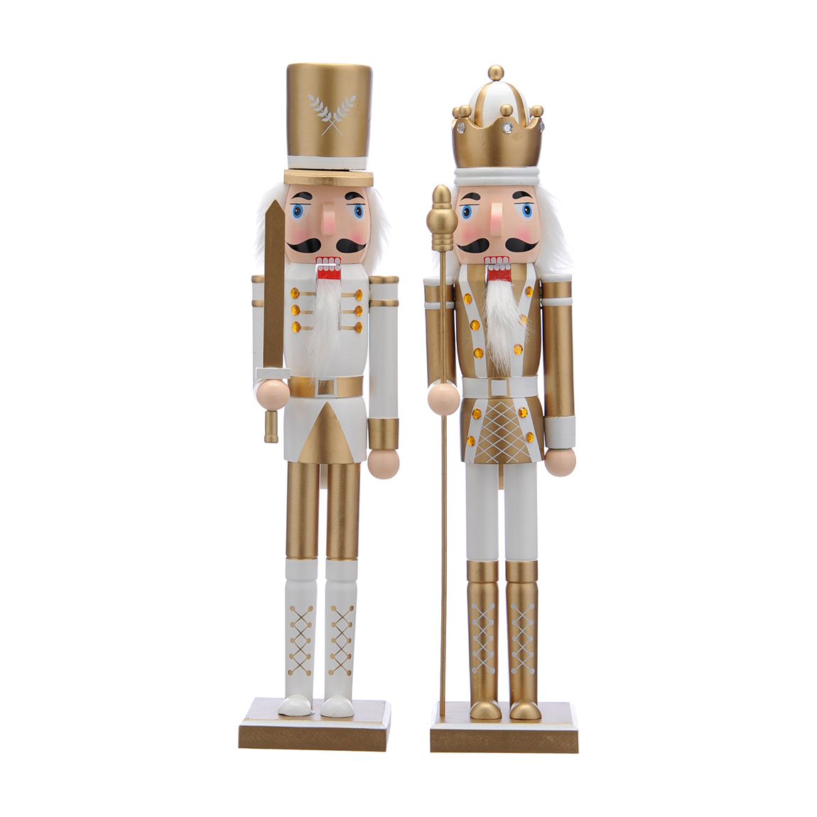 Set of 2 60cm Nutcrackers, Gold/White main product photo