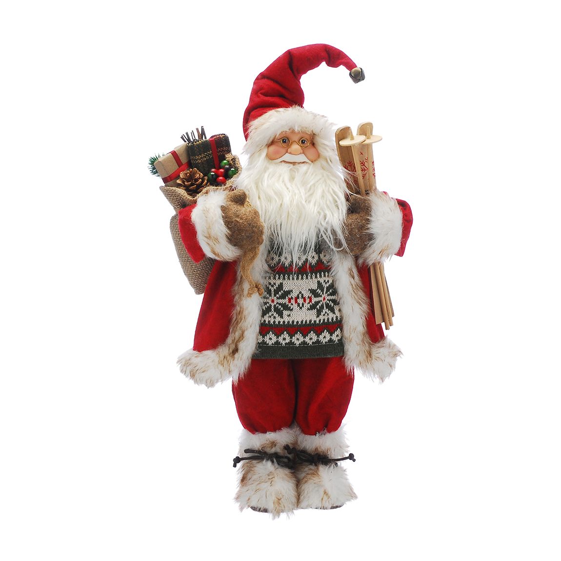 Standing Fairisle Jumper Santa with Skis main product photo