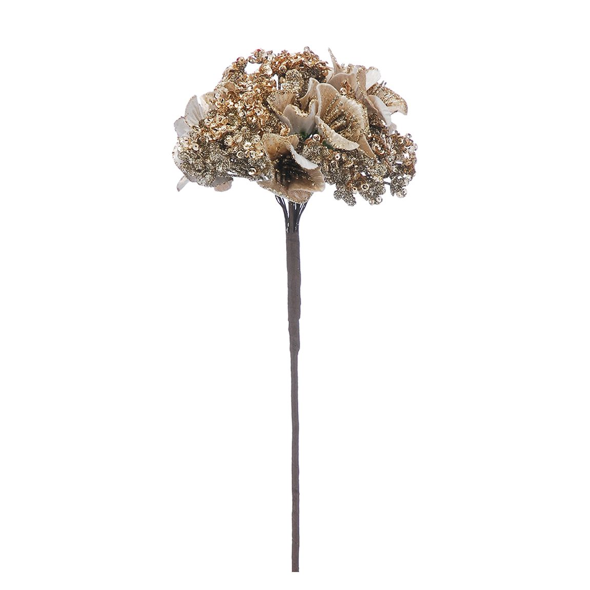 Set of 6 40cm Champagne Glitter Hydrangea Stem main product photo