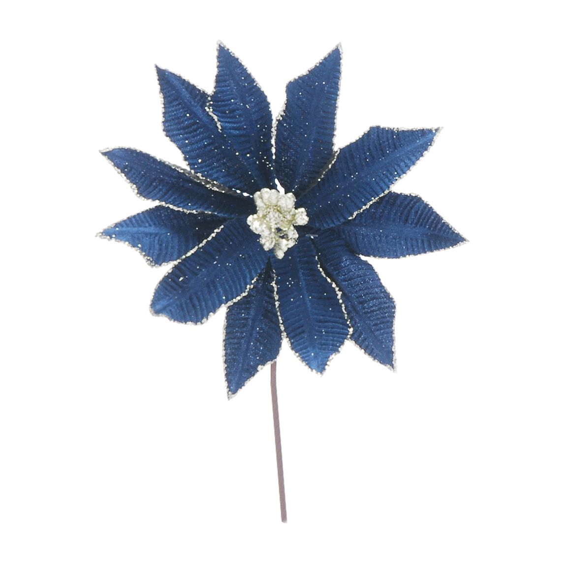 Set of 6 23cm Navy & Gold Poinsettia Stem main product photo