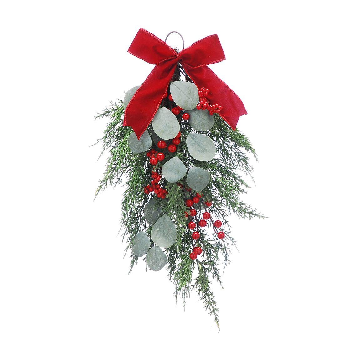 Red Bow 50cm Foliage Teardrop Swag main product photo