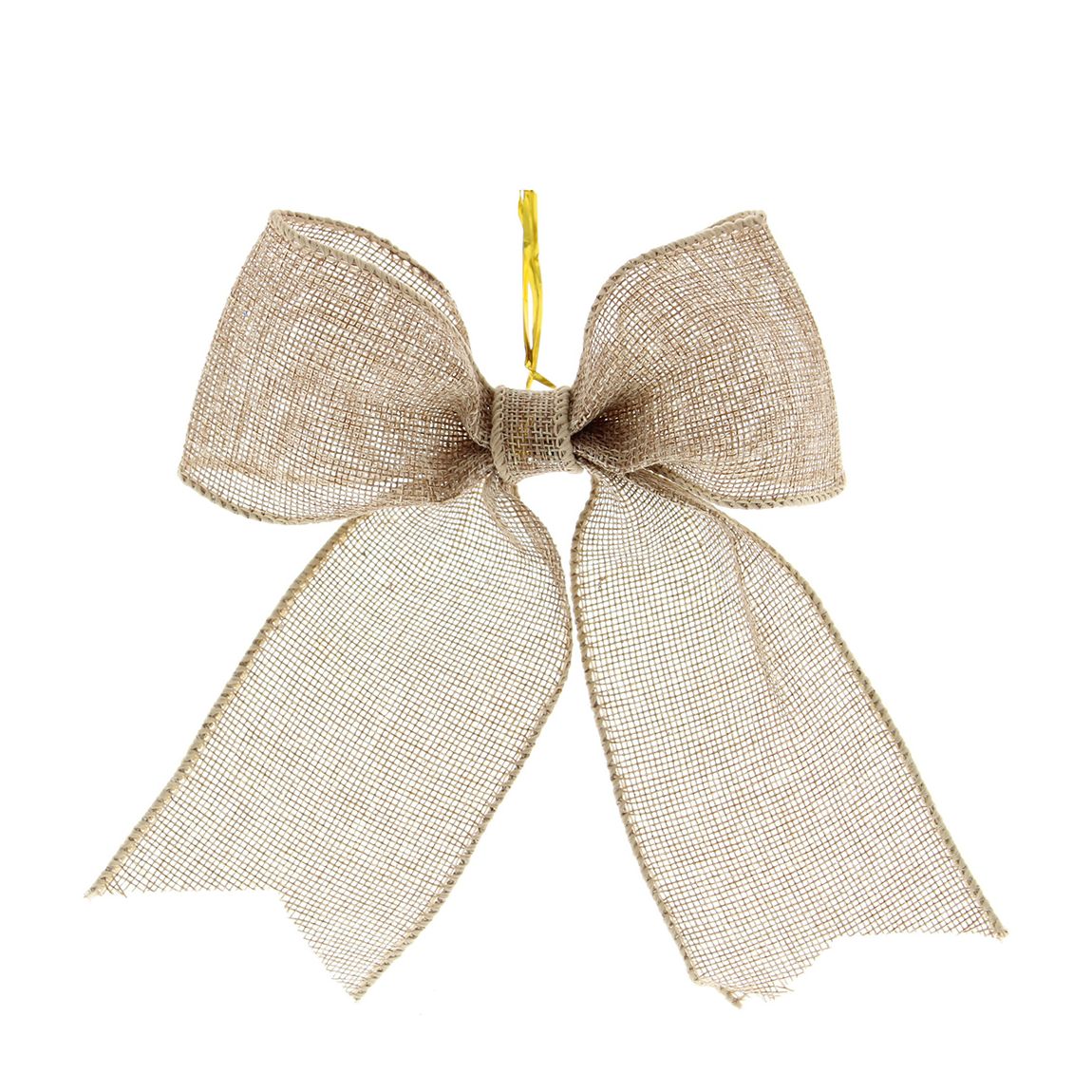 Set of 6 Natural Flax Bow Tree Decorations main product photo