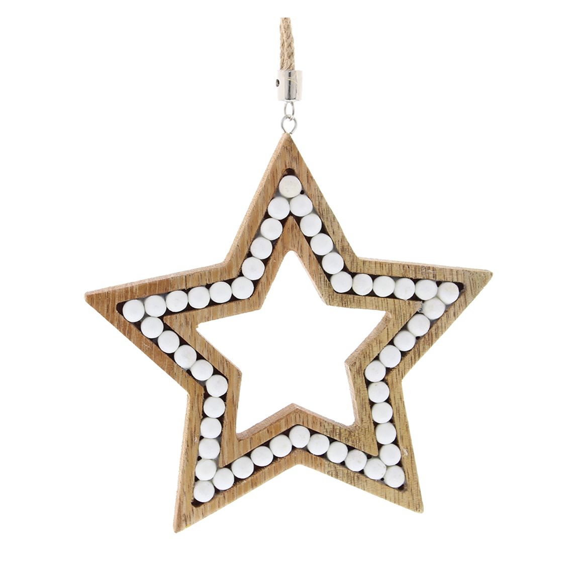 Set of 4 Wooden Star Tree Decorations main product photo