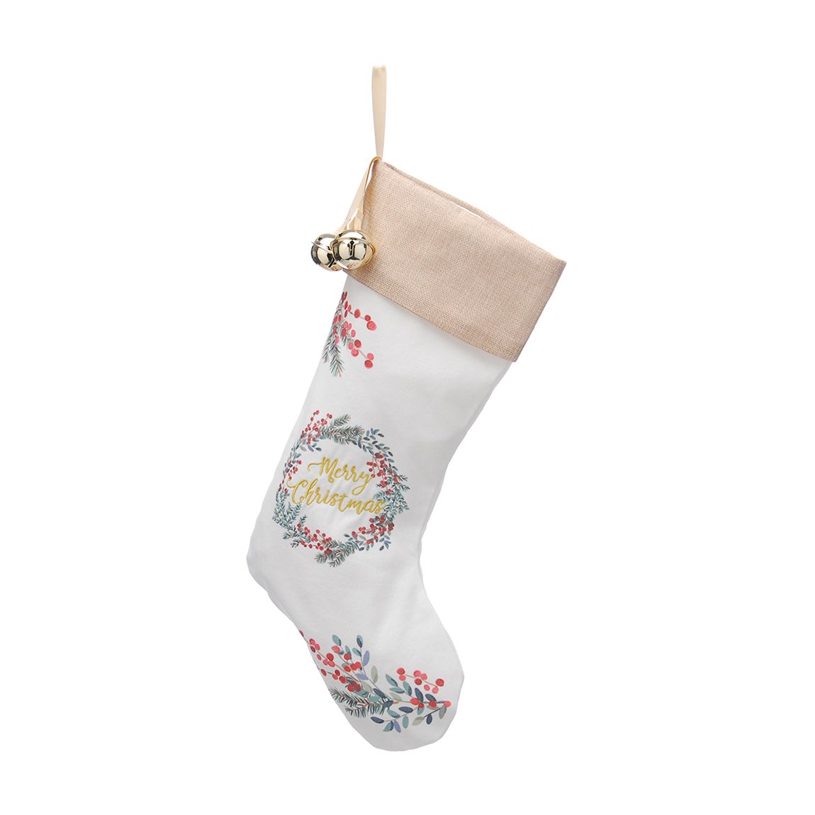 48cm White/Brown Christmas Stocking main product photo