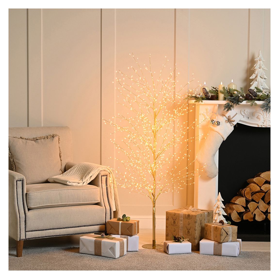 Gold Dewdrop 150cm Twig Tree Warm White main product photo