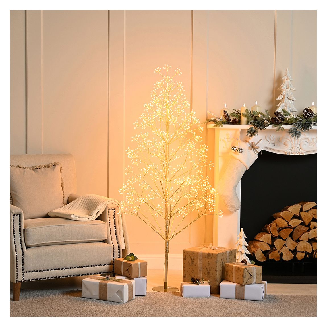 Gold Starburst 150cm Twig Tree Warm White main product photo