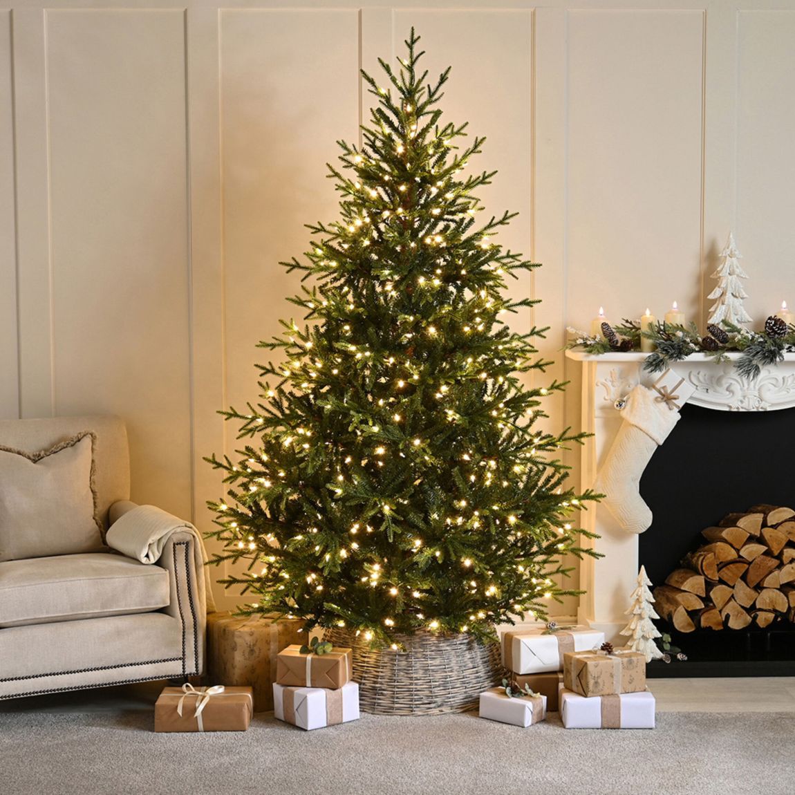 5ft Pre-Lit Winterview Pine Christmas Tree, Instant Light main product photo