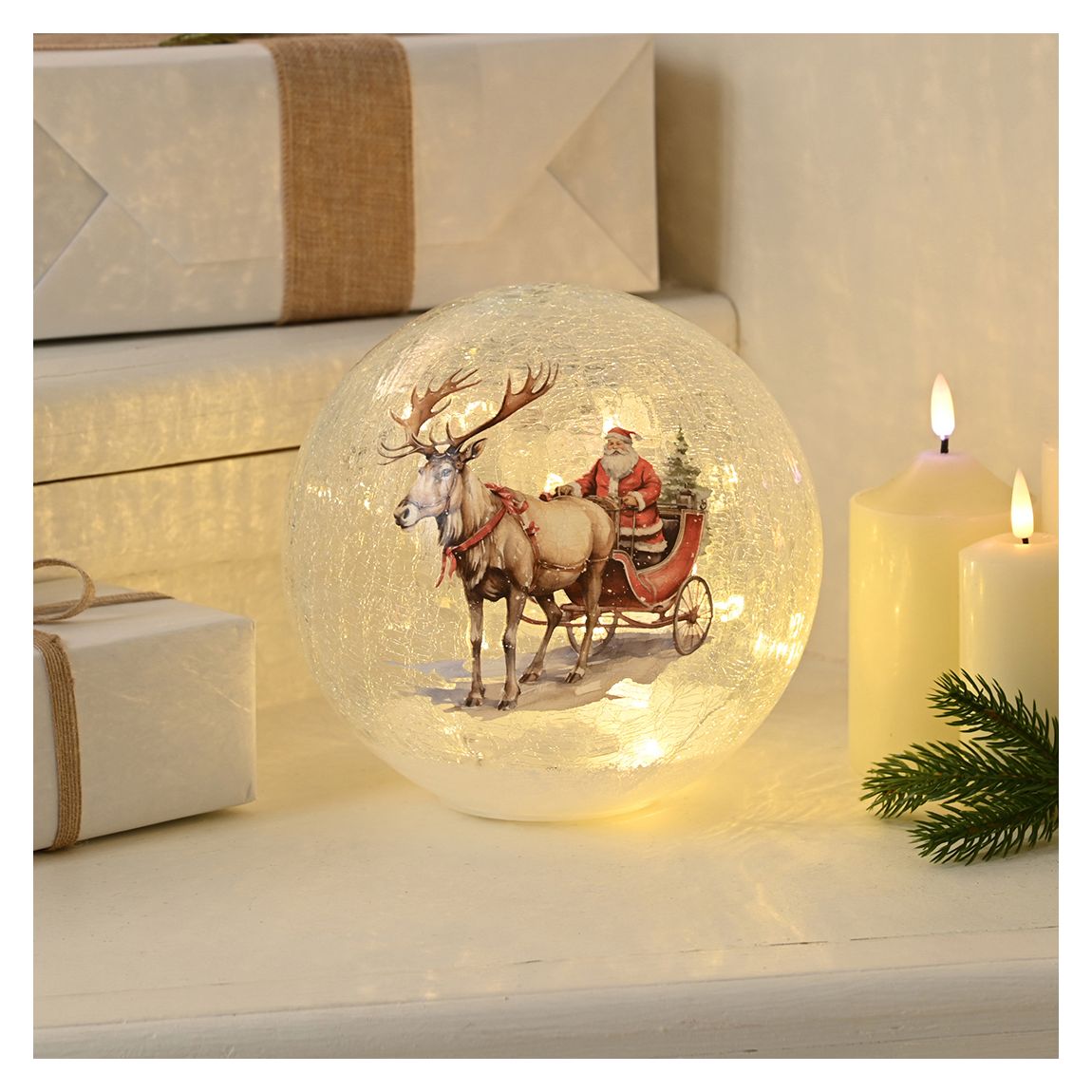 Santa Sleigh 20cm Crackle Ball - Battery Operated main product photo