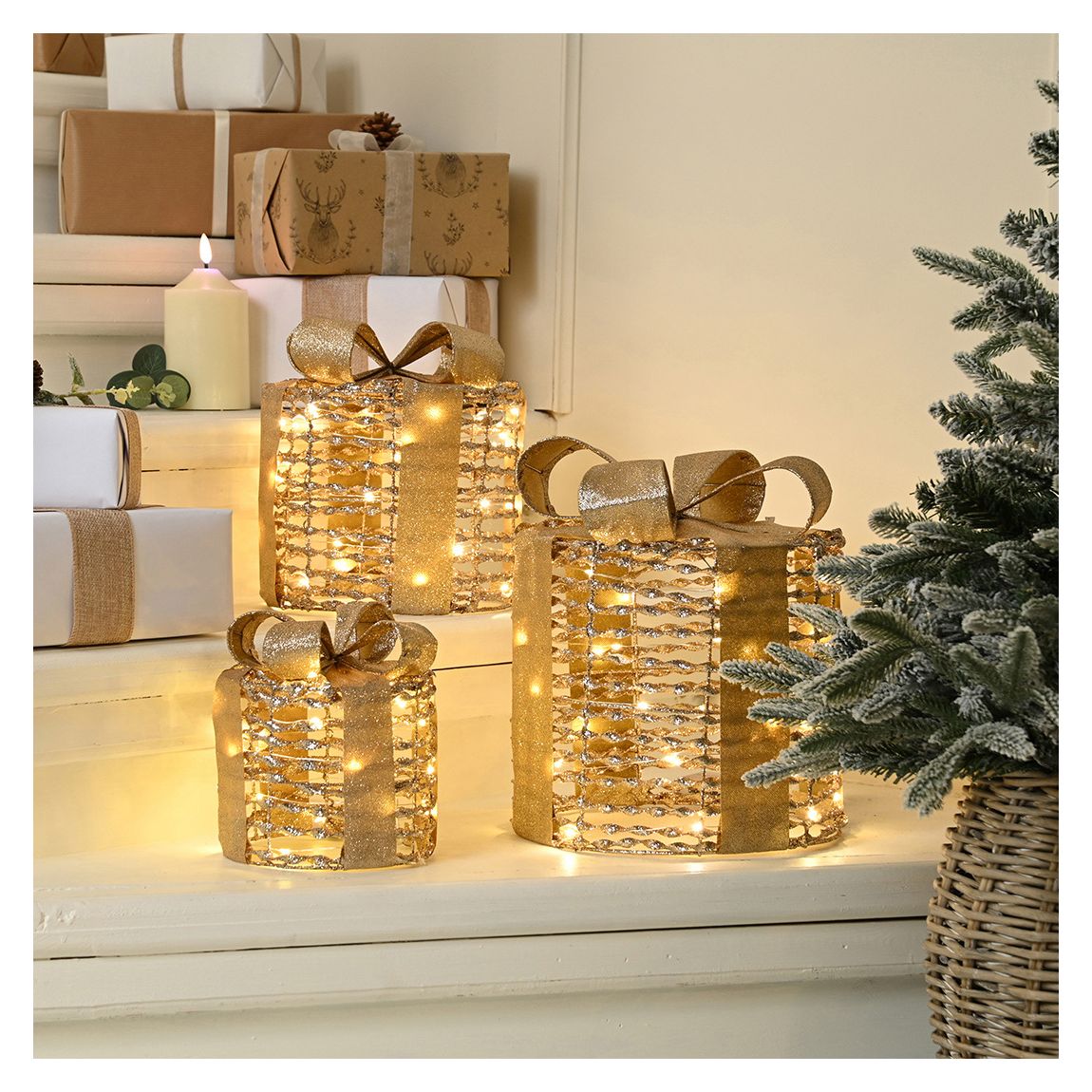 Set of 3 Champagne Parcels - Battery Operated main product photo