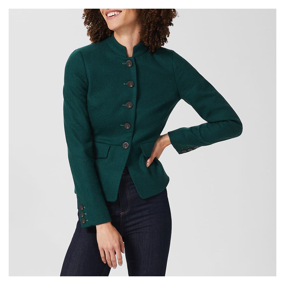 Dark Green Adrianna Wool Jacket main product photo