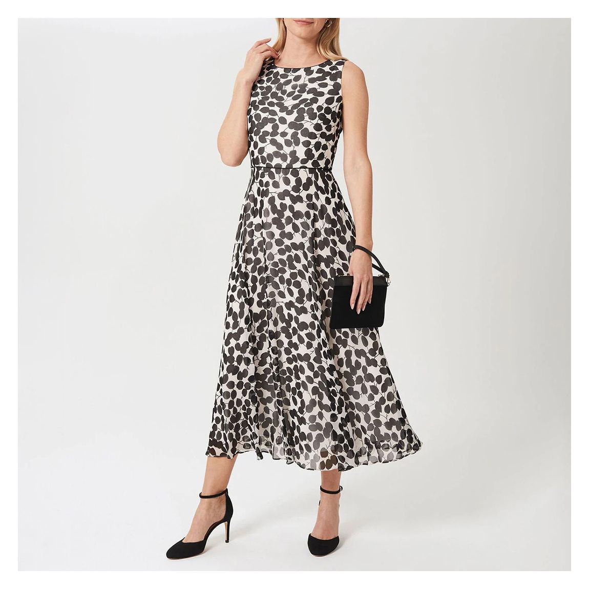 Black Petite Carly Printed Dress main product photo