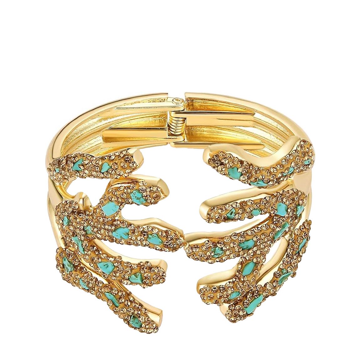18K Gold Statement Turquoise Reef Cuff Bangle main product photo