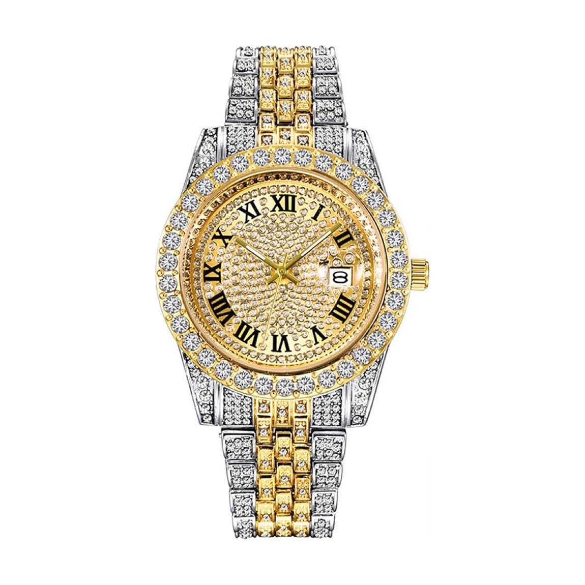 18K Gold & Silver Two Tone Embellished Champagne Dial Watch main product photo