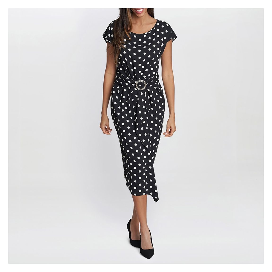 Black Jemima Spot Print Satin Dress main product photo