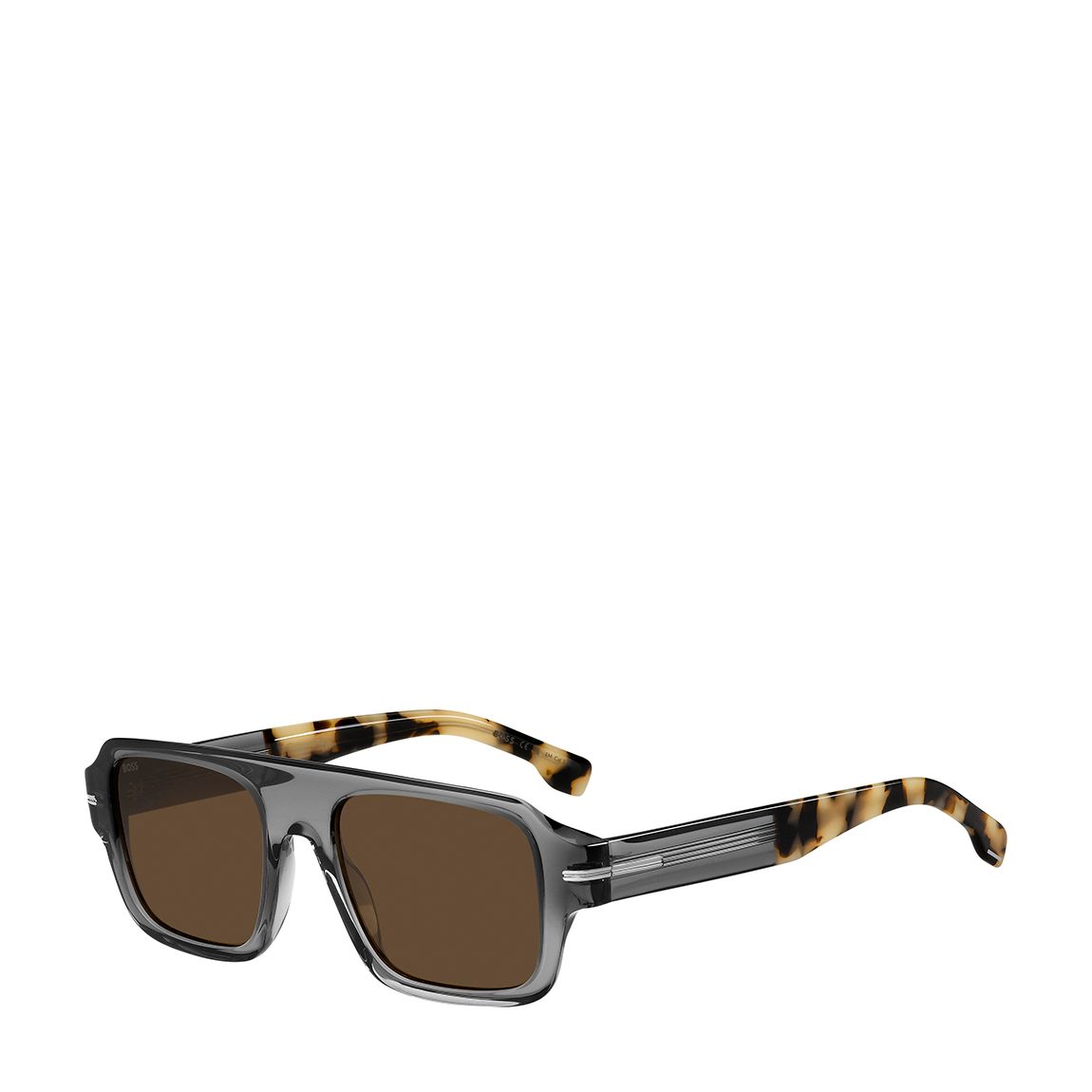 Grey Havana Rectangular Flat Top Sunglasses 53mm main product photo