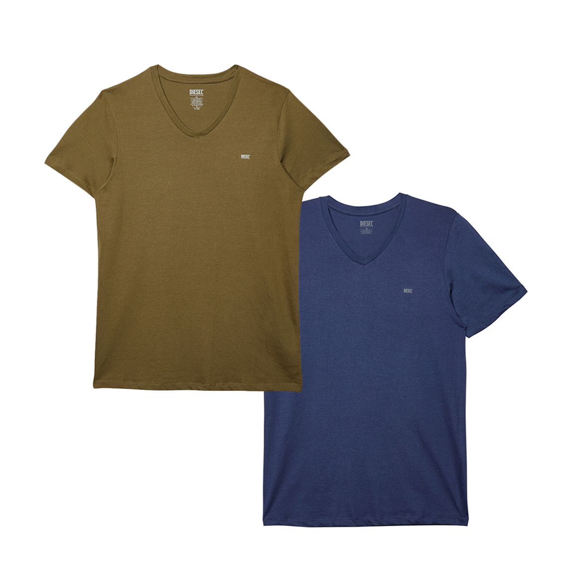 Khaki/Navy V-Neck Cotton 2 Pack T-Shirt main product photo