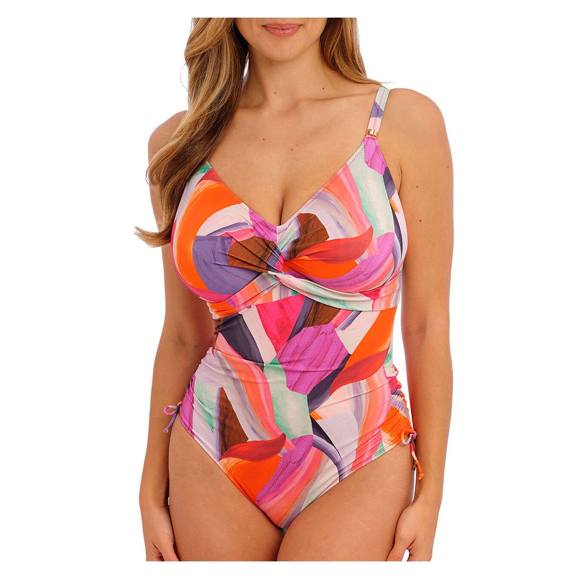 Pink Multi Aguada Beach Twist Front Adjustable Leg Swimsuit main product photo