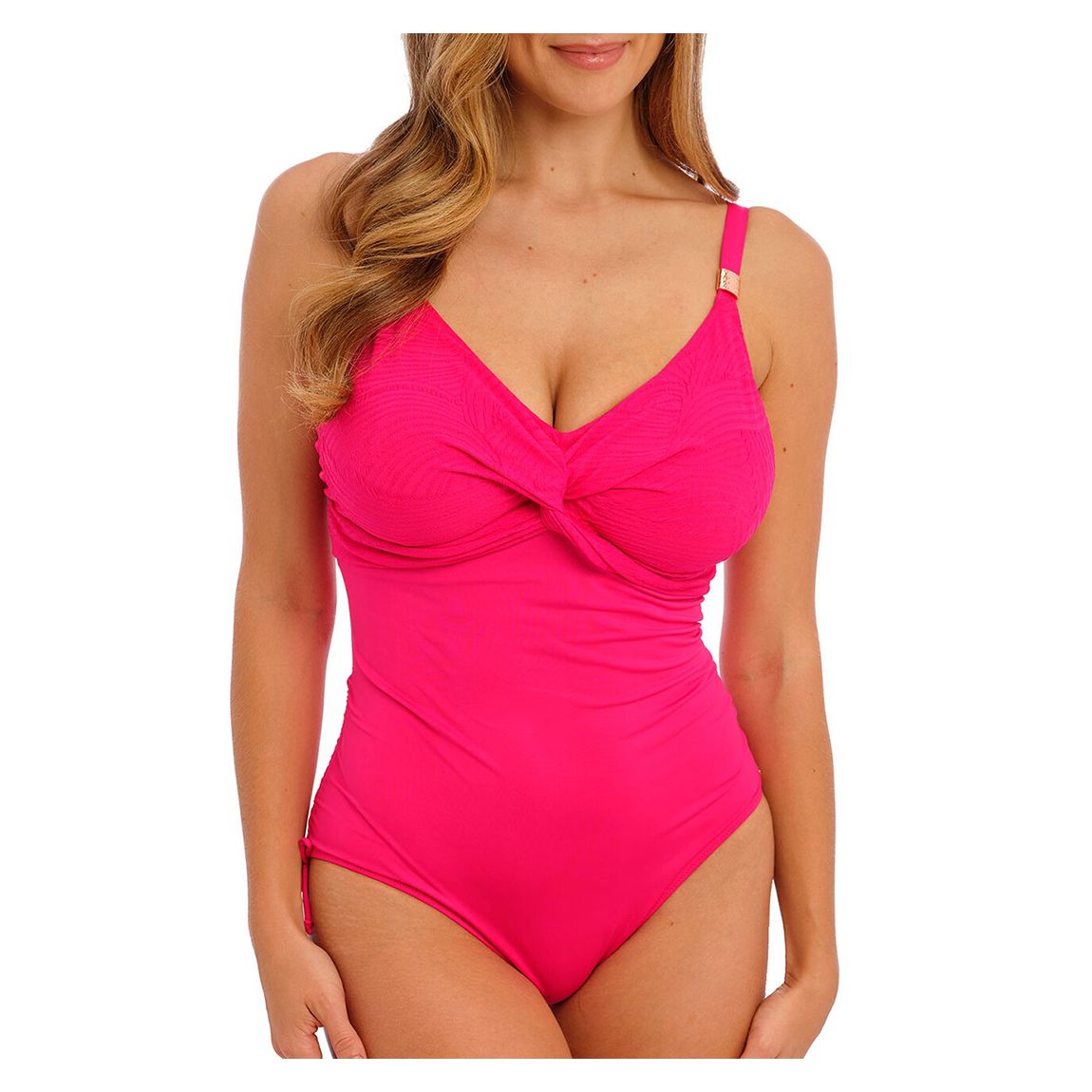 Pink Ottawa Twist Front Adjustable Leg Swimsuit main product photo