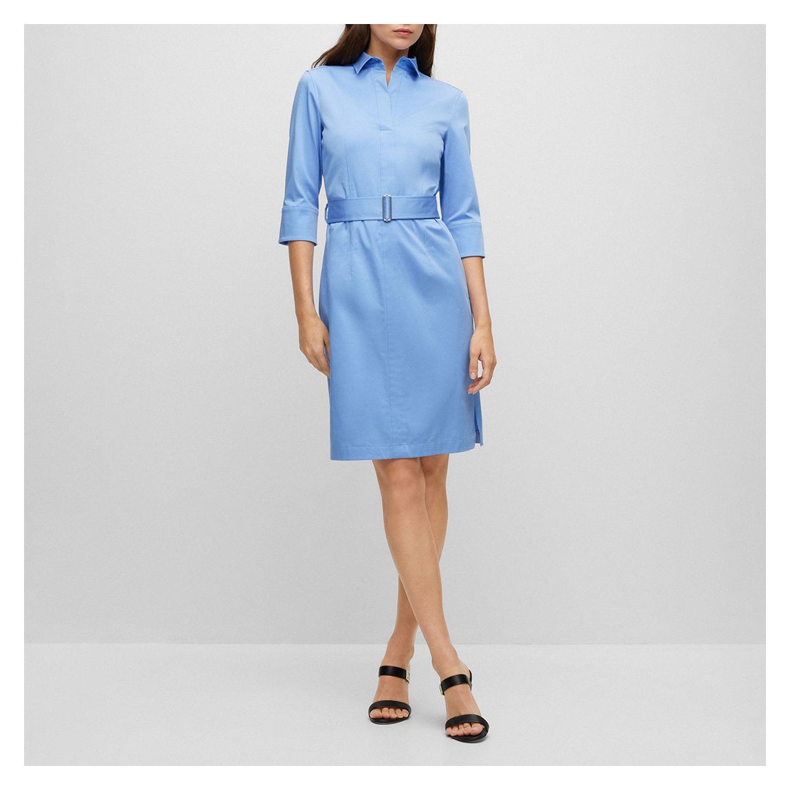 Blue Daliri Cotton Blend Shirt Mini Dress main product photo