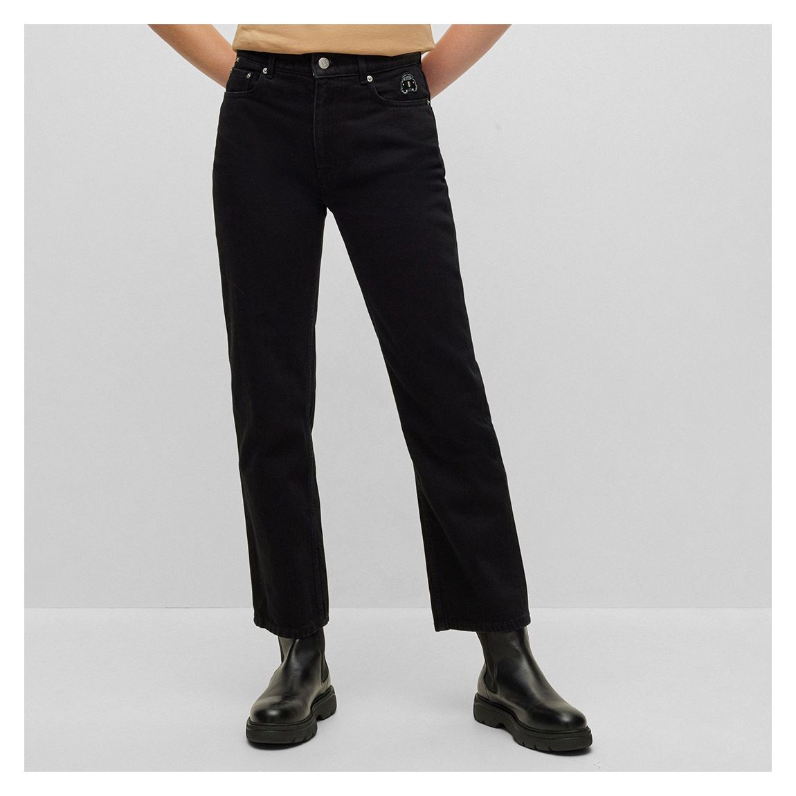Black Straight Cropped Jeans main product photo
