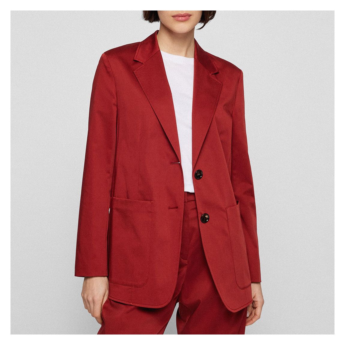 Red Jeaney Single Breasted Cotton Blend Blazer main product photo