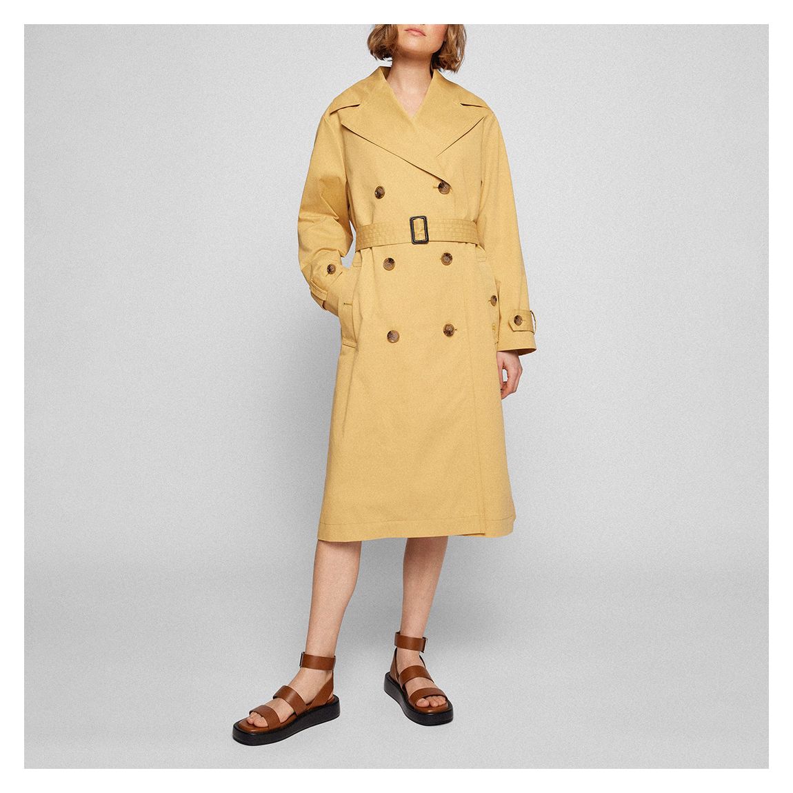 Beige Copala Double Breasted Cotton Trench Coat main product photo